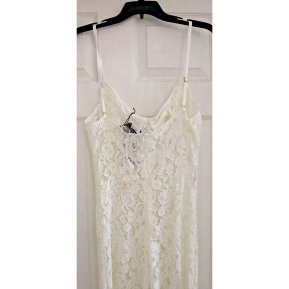 Naked Wardrobe 1192 Women's Sz Medium Ivory Sheer Lace Sleeveless Jumpsuit - Picture 4 of 9